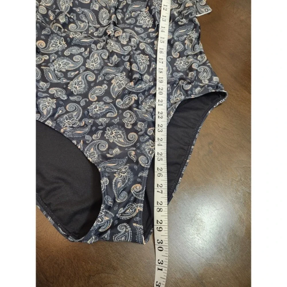 Primark Multicolor Paisley Printed Swimsuit Ruffle One Piece Bathing‎ Suit US 12